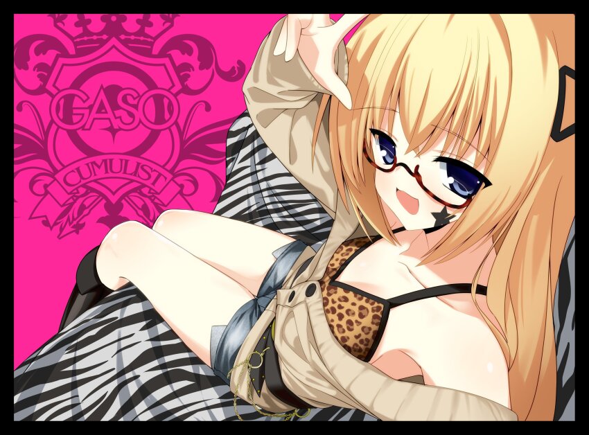 1girl, 2000s_(style), :3, :d, absurdres, animal_print, belt, black_belt