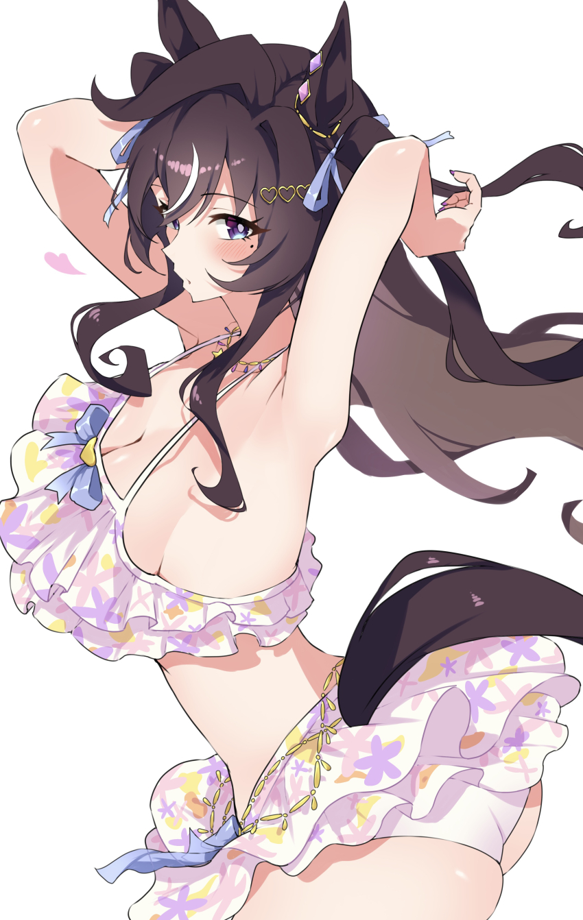1girl, absurdres, animal_ears, anok7456, armpits, arms_up, ass, bikini
