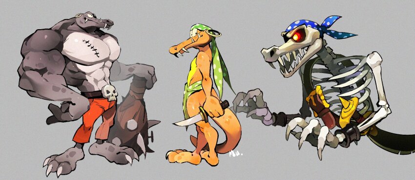 3boys, bandana, belt, belt_buckle, buckle, club_(weapon), donkey_kong_(series), donkey_kong_country_2