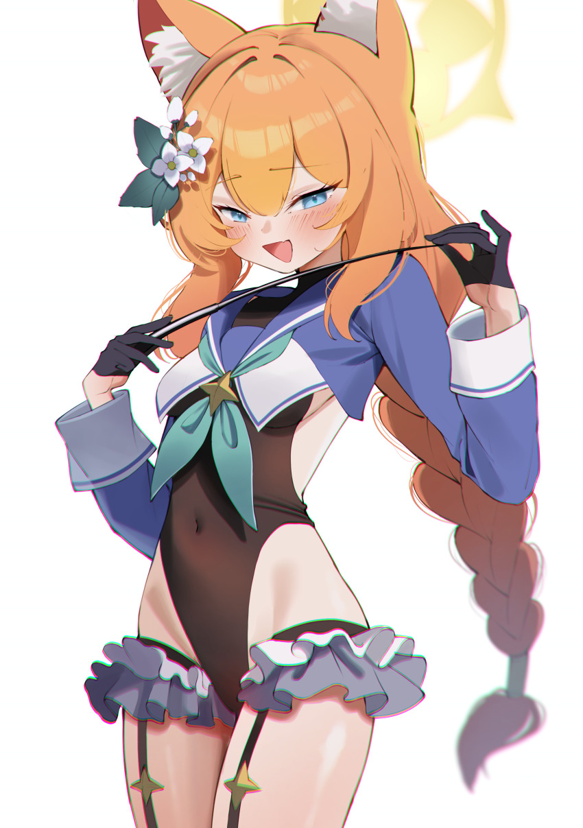 absurdres, animal_ears, aqua_neckerchief, black_gloves, black_leotard, blue_archive, blue_eyes, blue_sailor_collar