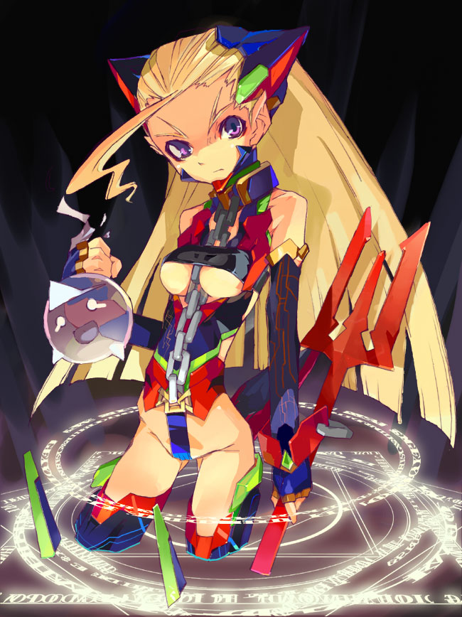 1girl, archived_source, back_cutout, bad_link, bare_shoulders, black_boots, black_sleeves, blonde_hair