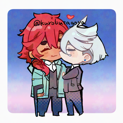 2girls, black_jacket, black_pants, blue_jacket, closed_eyes, closed_mouth, commentary_request, crutch