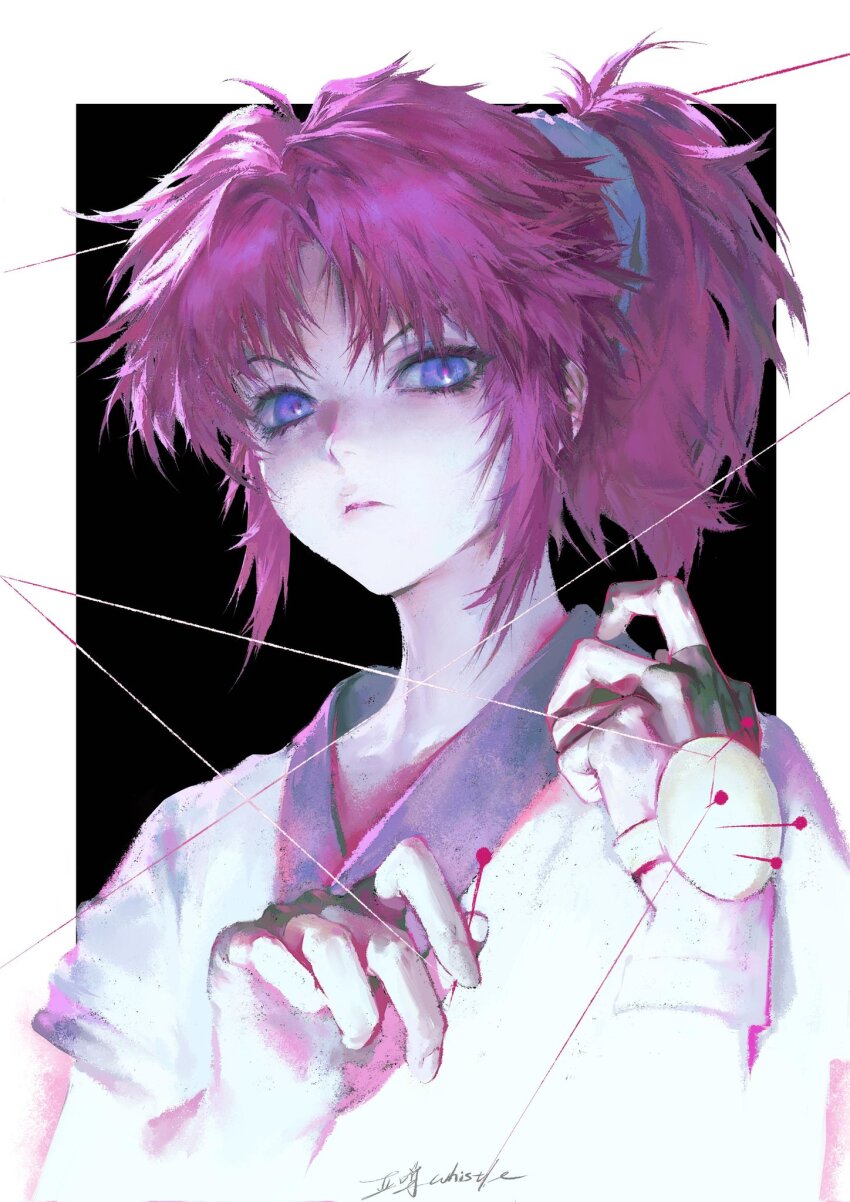 1girl, eyelashes, hashtag-only_commentary, highres, holding, holding_needle, hunter_x_hunter, japanese_clothes