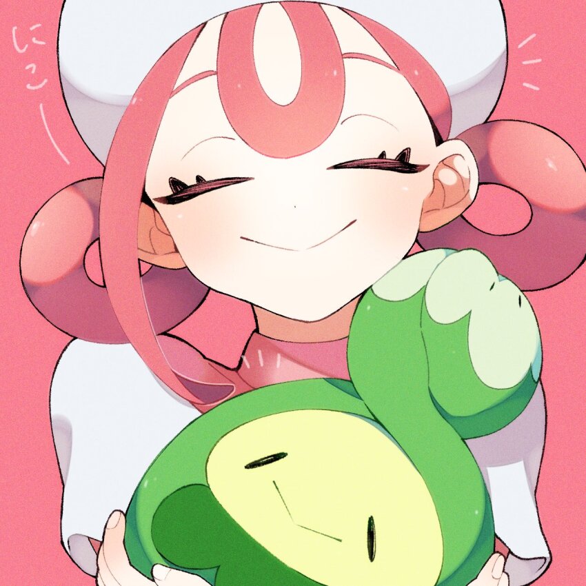 1girl, budew, closed_eyes, commentary_request, gen_4_pokemon, gu_gu12435, hat, highres