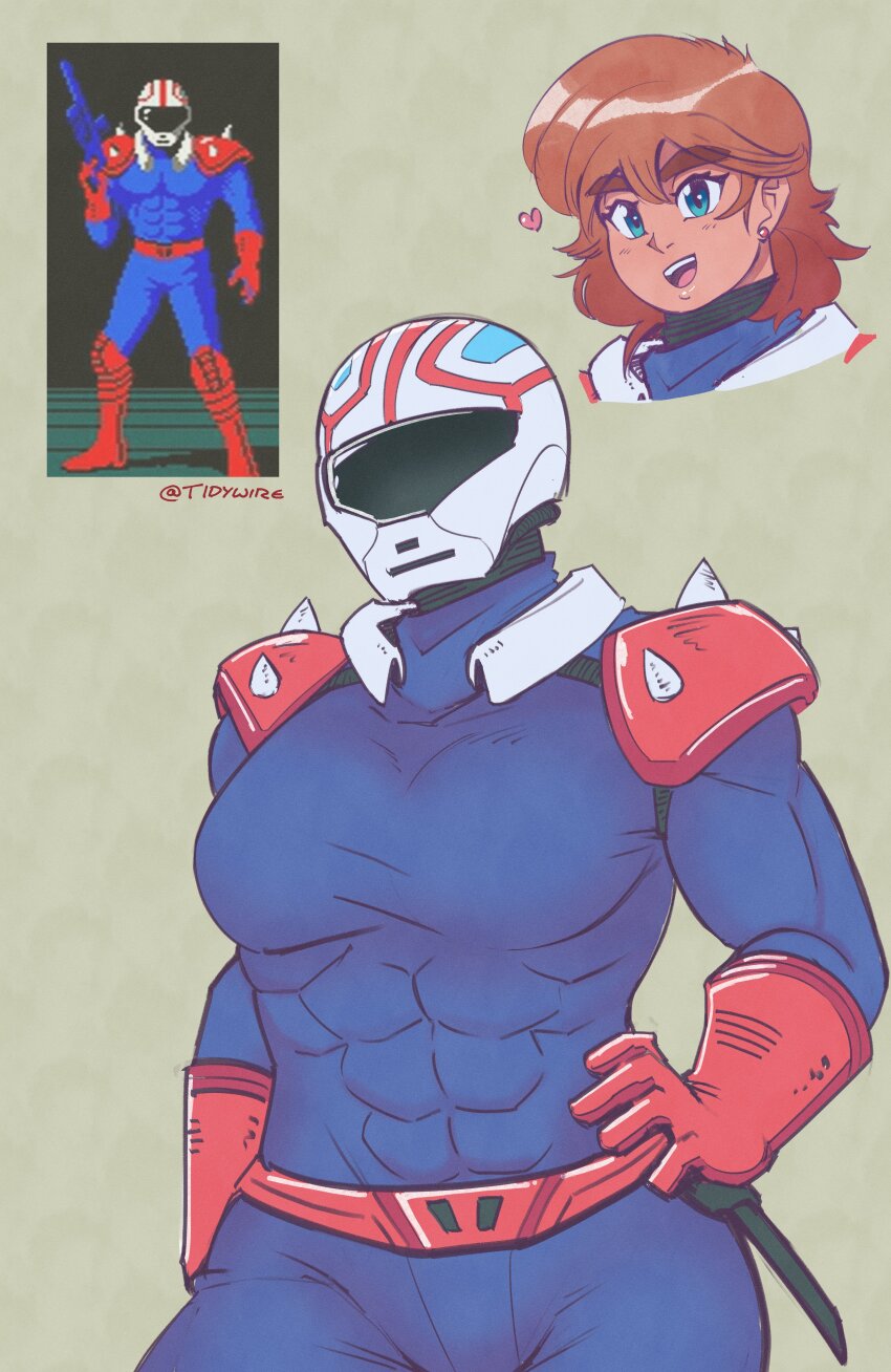 1girl, absurdres, belt, blue_eyes, blue_track_suit, boots, brown_hair, commentary