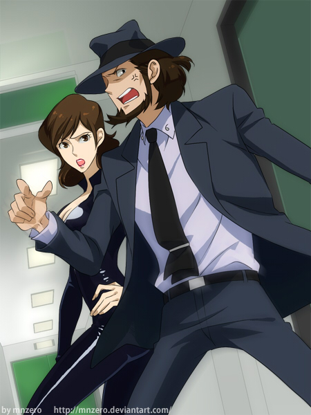 1boy, 1girl, anger_vein, bad_deviantart_id, bad_id, beard, black_hair, bodysuit