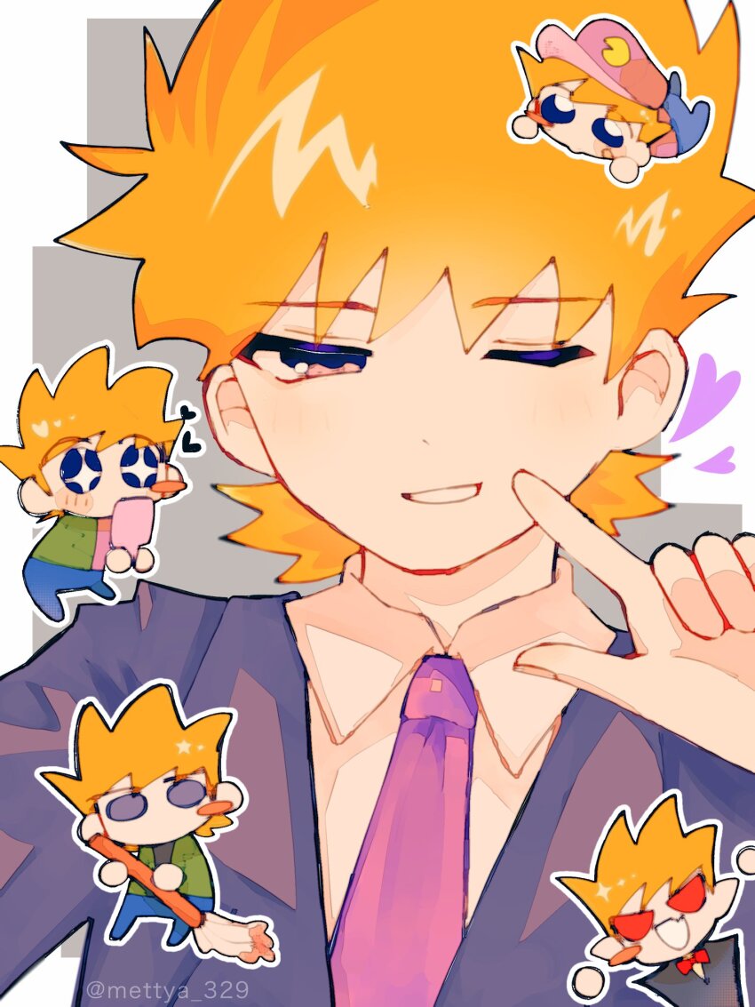 1boy, alternate_costume, animification, black_jacket, blush_stickers, chibi, chibi_inset, commentary_request