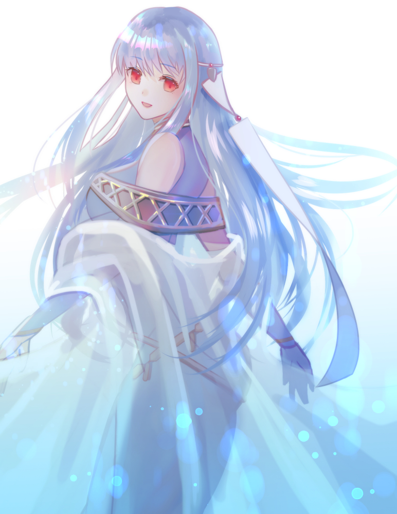 1girl, :d, ass, blue_dress, blue_hair, breasts, dress, fire_emblem