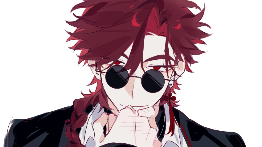 2boys, absurdres, black_coat, black_shirt, braid, braided_ponytail, chinese_commentary, closed_mouth