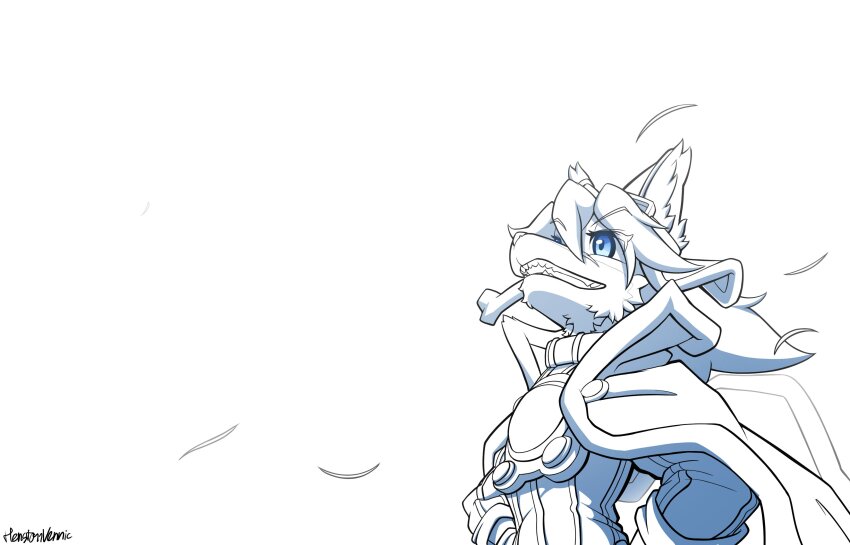 absurdres, animal_ears, aviator_cap, blue_eyes, bone, bone_in_mouth, capelet, dog_boy