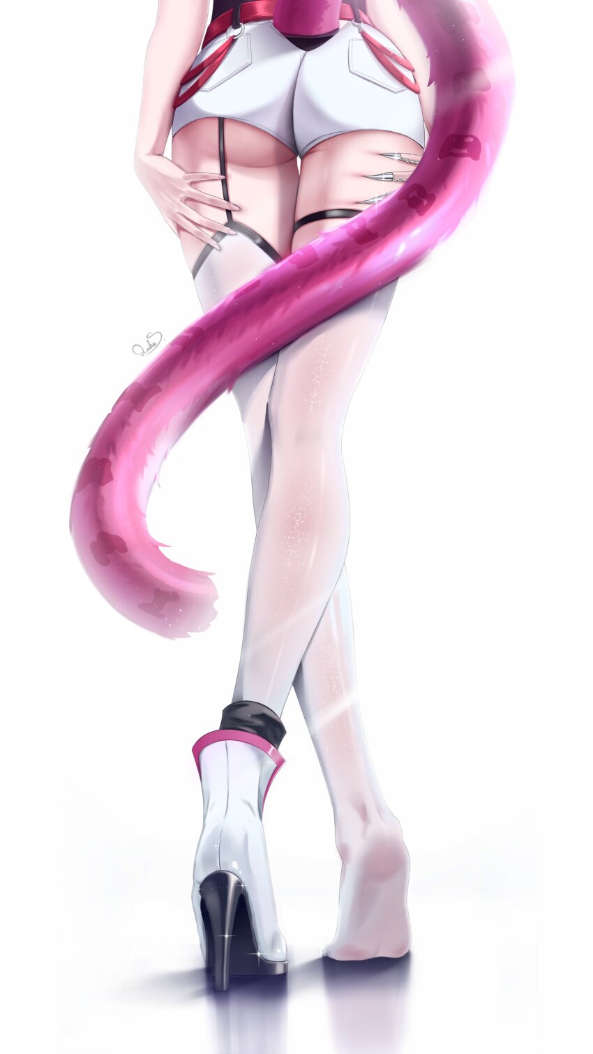 1girl, absurdres, ass, belt, boots, claw_ring, clothing_cutout, commentary