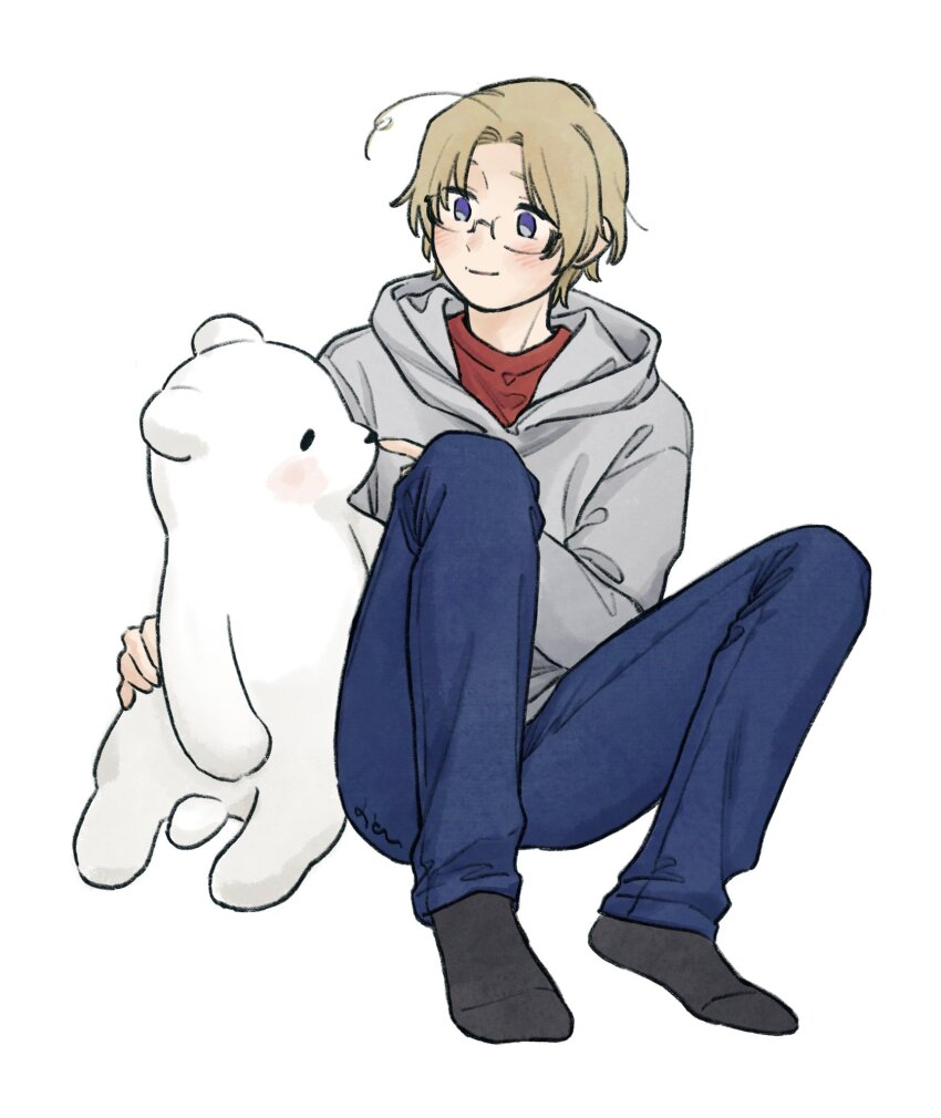 1boy, ahoge, animal, animal_ears, animal_nose, axis_powers_hetalia, bear, bear_ears