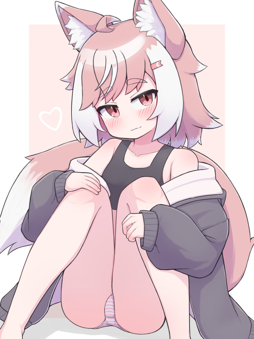 1girl, absurdres, ahoge, animal_ear_fluff, animal_ears, bare_legs, bare_shoulders, black_sports_bra