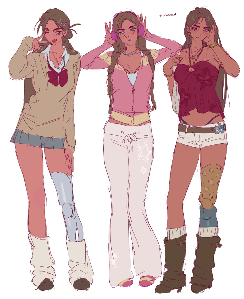 1girl, absurdres, alien_stage, alternate_costume, animal_print, belt, blue_skirt, boots