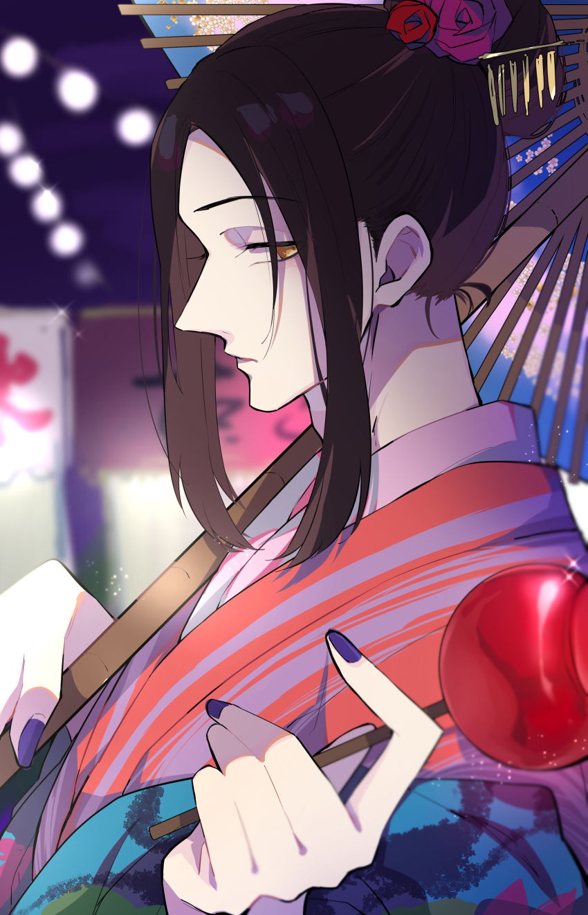 1boy, absurdres, aryu_jyubei, black_hair, blue_lock, candy_apple, closed_mouth, commentary_request