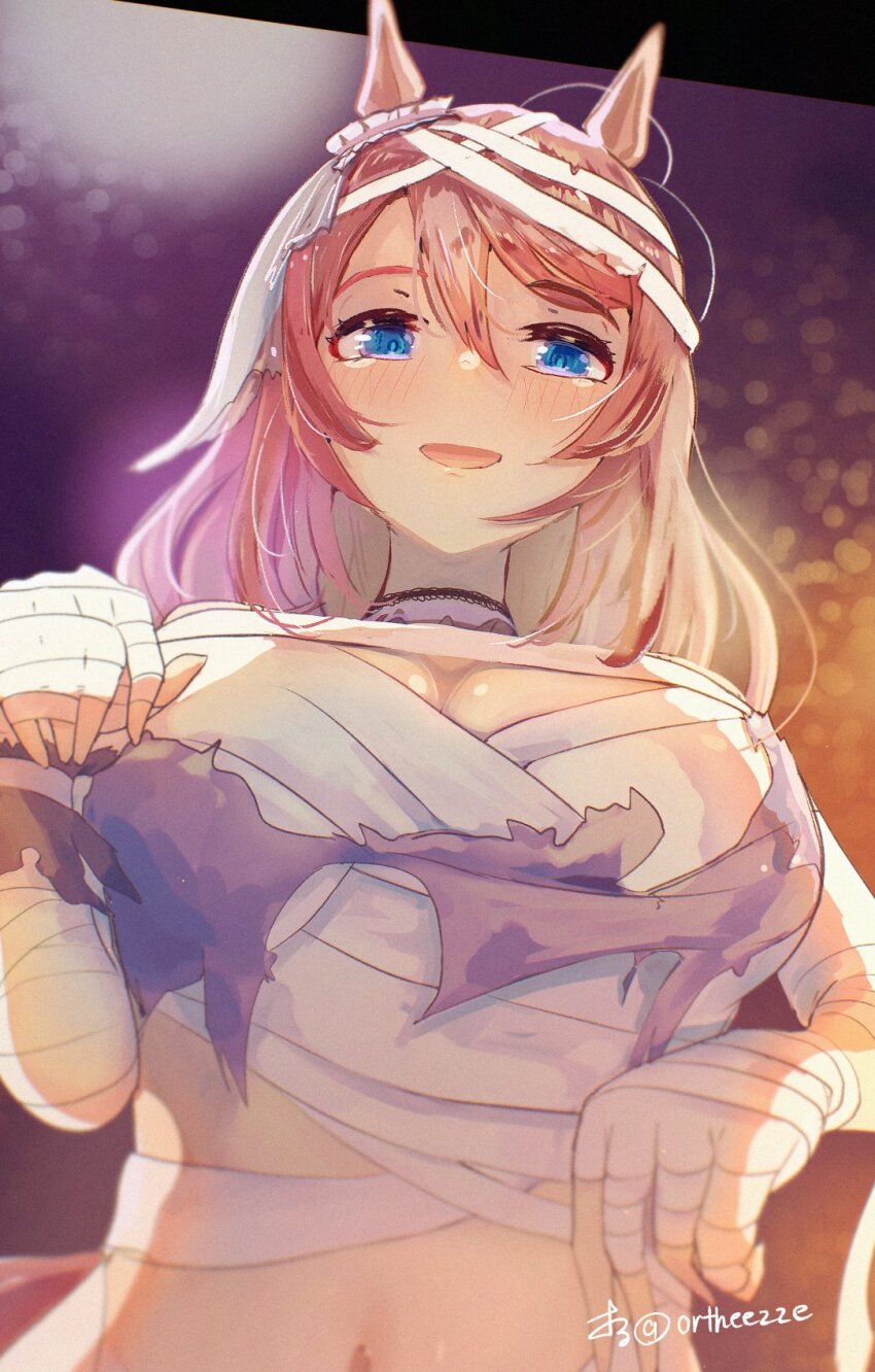 1girl, animal_ears, bandage_on_hair, bandaged_arm, bandaged_hand, bandaged_head, bandaged_torso, bandages