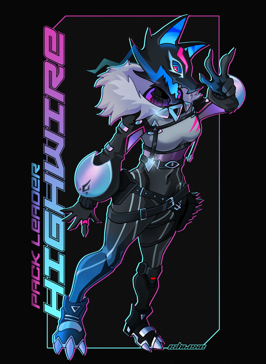 1girl, absurdres, arm_at_side, arm_up, artist_name, belt, belt_buckle, black_background