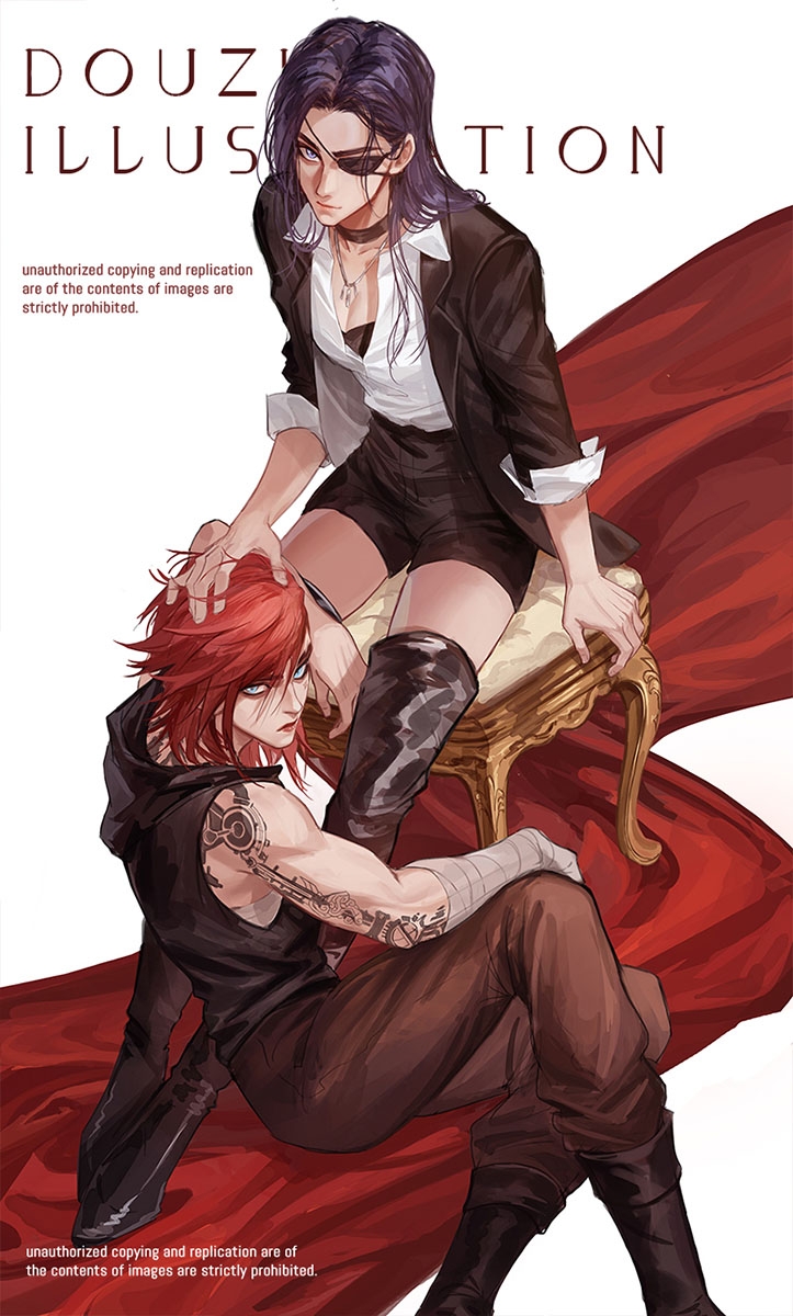 2girls, arcane:_league_of_legends, arcane_caitlyn, arcane_vi, arm_on_another's_leg, arm_rest, bandaged_arm, bandages