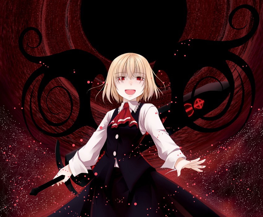 1girl, blonde_hair, crote, darkness, embodiment_of_scarlet_devil, ex-rumia, female_focus, highres