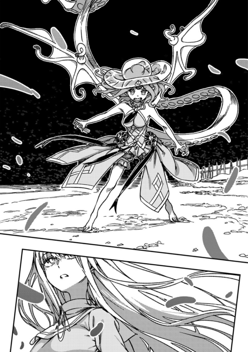 2girls, bare_arms, bare_legs, bare_shoulders, barefoot, breasts, clothes_lift, coronzon_(toaru)