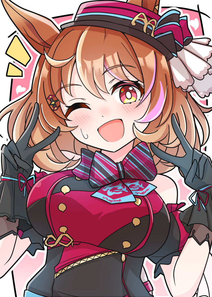 1girl, absurdres, animal_ears, arnolddayo, blush, breasts, brown_eyes, brown_hair