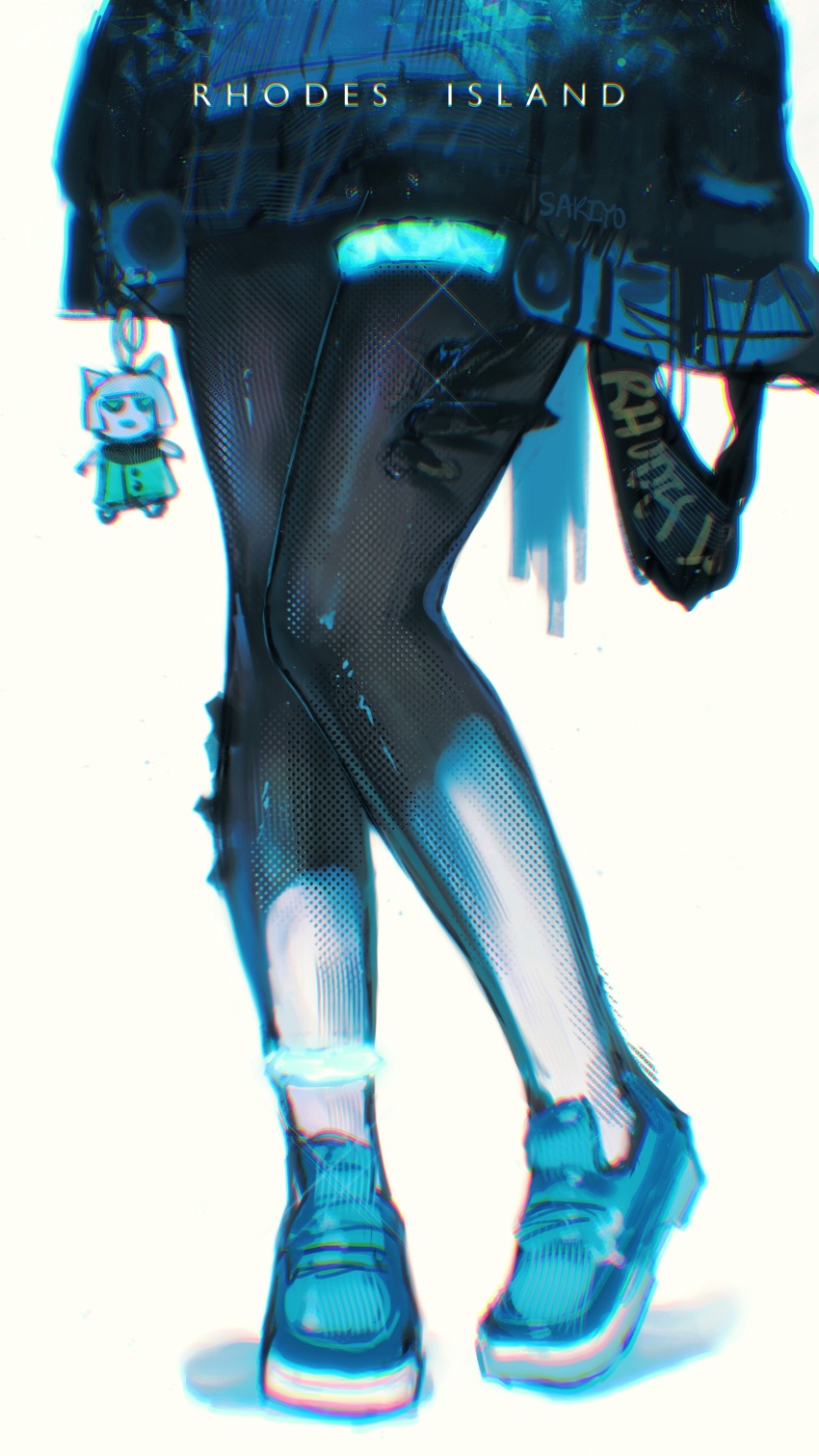 1girl, absurdres, amiya_(arknights), arknights, black_jacket, black_pantyhose, black_skirt, blue_shoes