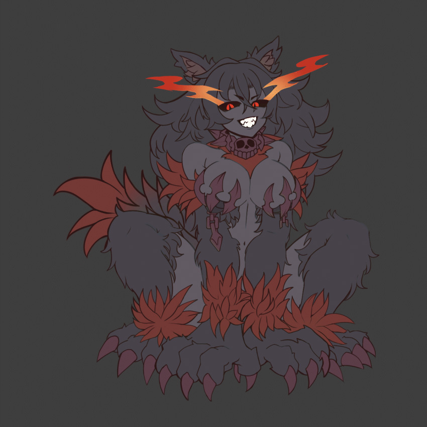 all_fours, animal_ear_fluff, animal_ears, animal_hands, animated, animated_gif, black_sclera, breasts