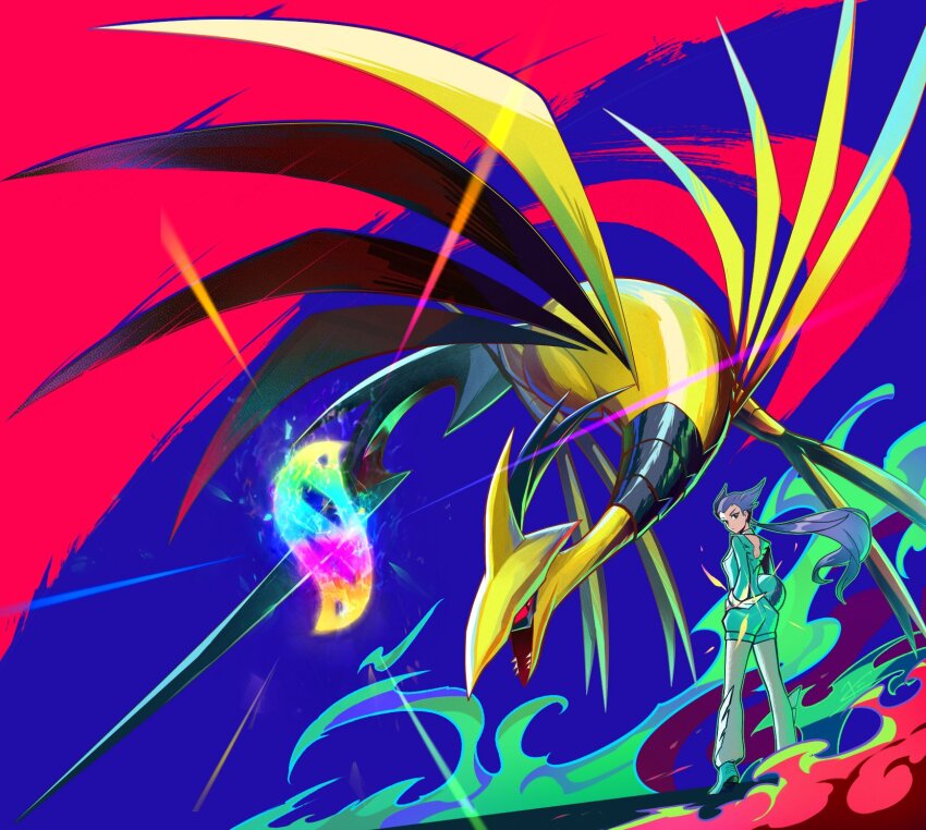 1girl, bird, black_eyes, black_skin, blue_suit, blue_unitard, colored_sclera, colored_skin