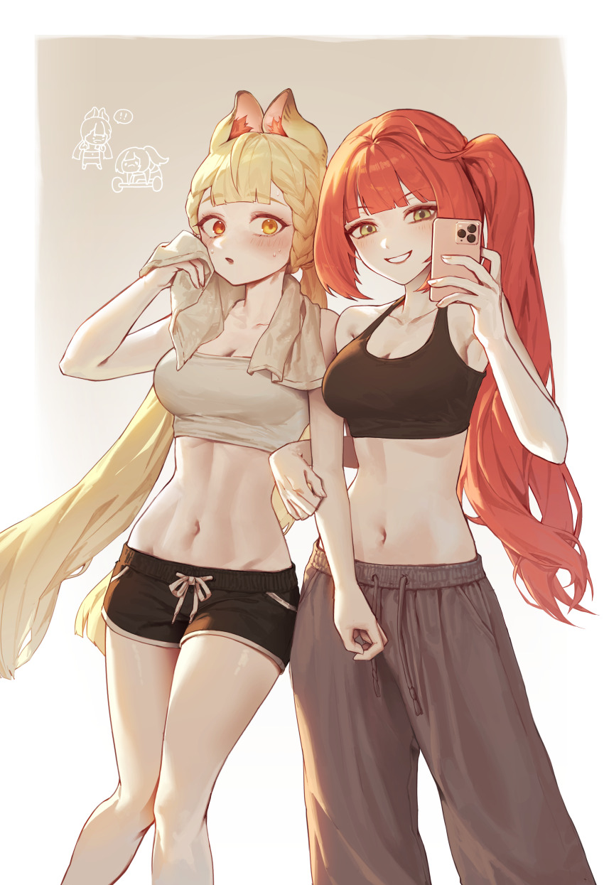 2bmm2, 2girls, absurdres, alice_thymefield, alternate_costume, animal_ears, bare_arms, bare_shoulders