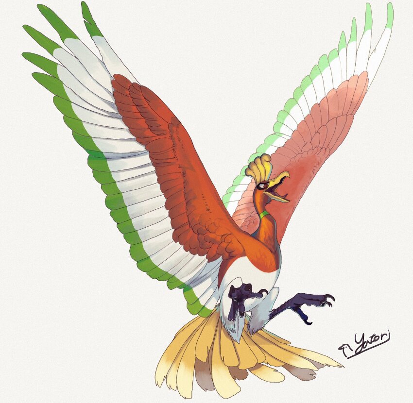 animal_focus, beak, bird, gen_2_pokemon, highres, hisaki_yatori, ho-oh, legendary_pokemon