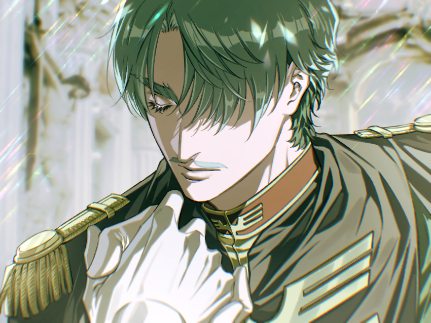 2boys, blurry, blurry_background, challia_bull, char_aznable, chromatic_aberration, closed_eyes, closed_mouth