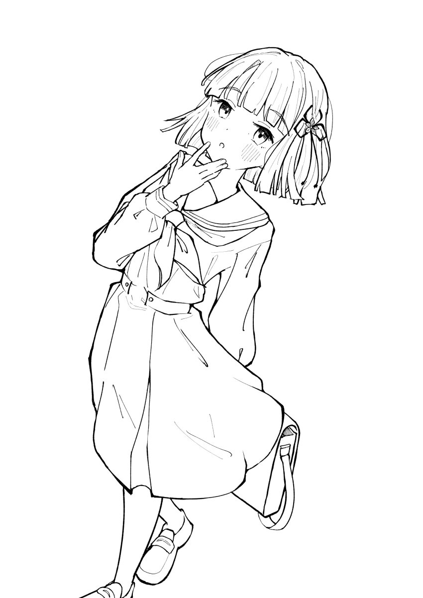 1girl, :o, absurdres, blunt_bangs, blunt_ends, blush, bob_cut, briefcase