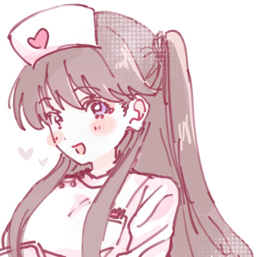 1girl, :d, brown_hair, commentary_request, dress, fujishima_megumi, hat, heart