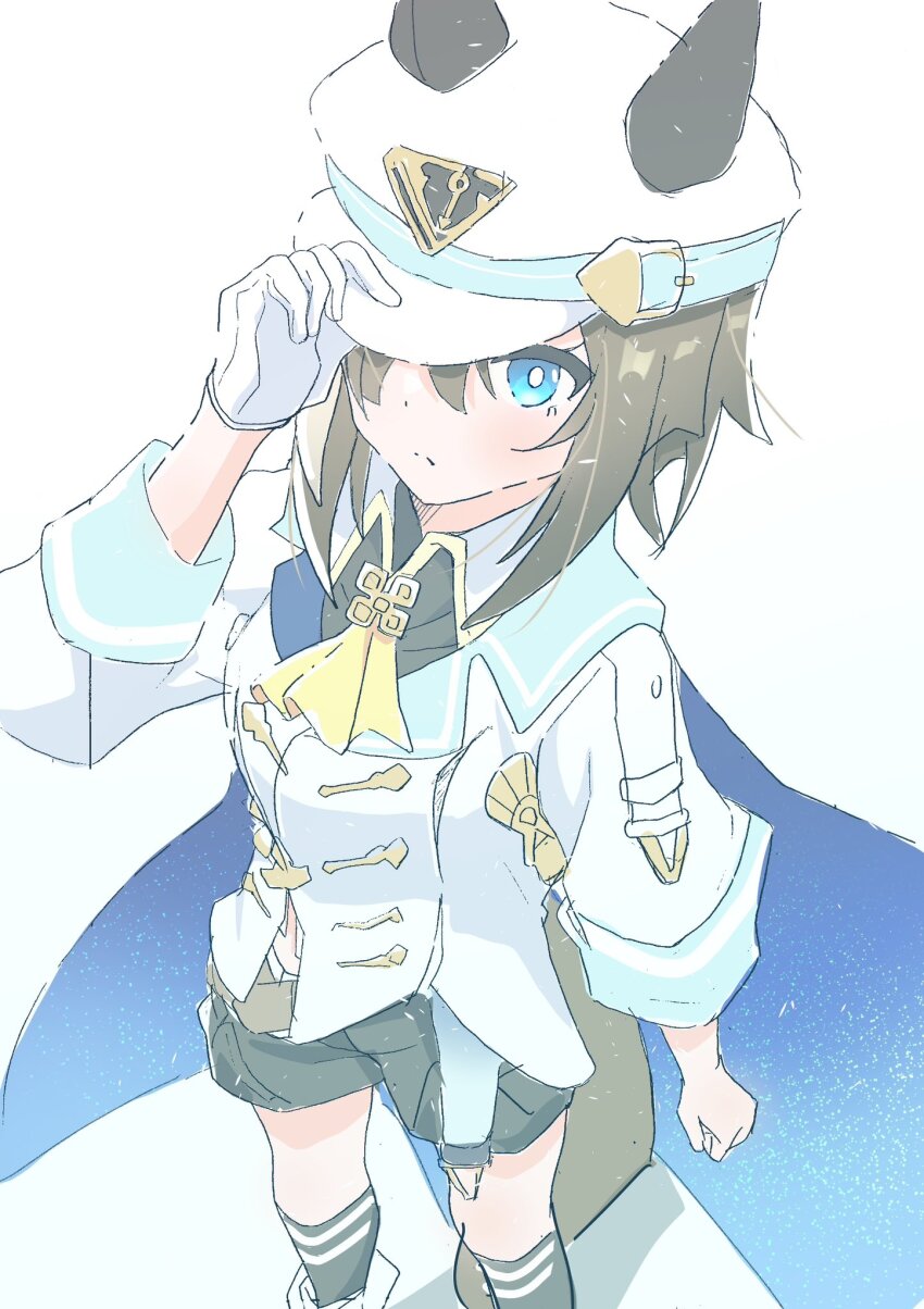 1girl, animal_ears, blue_eyes, blush, breasts, brown_hair, cheval_grand_(grand_itineraire)_(umamusume), cheval_grand_(umamusume)