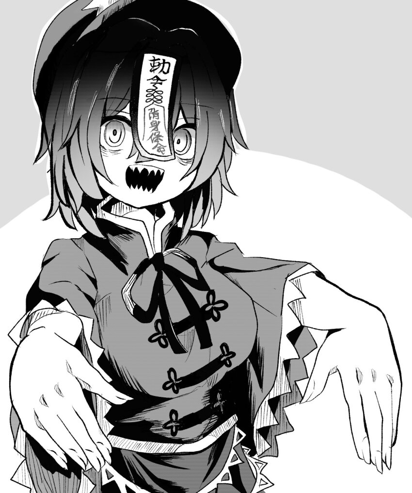 1girl, akimaki_yuu_(style), amakaze16, bags_under_eyes, breasts, chinese_clothes, commentary_request, fingernails