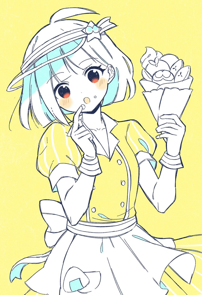 1girl, :o, ahoge, apron, atari_(cafe_heartthrob)_(puyopuyo), atari_(puyopuyo), back_bow, bow