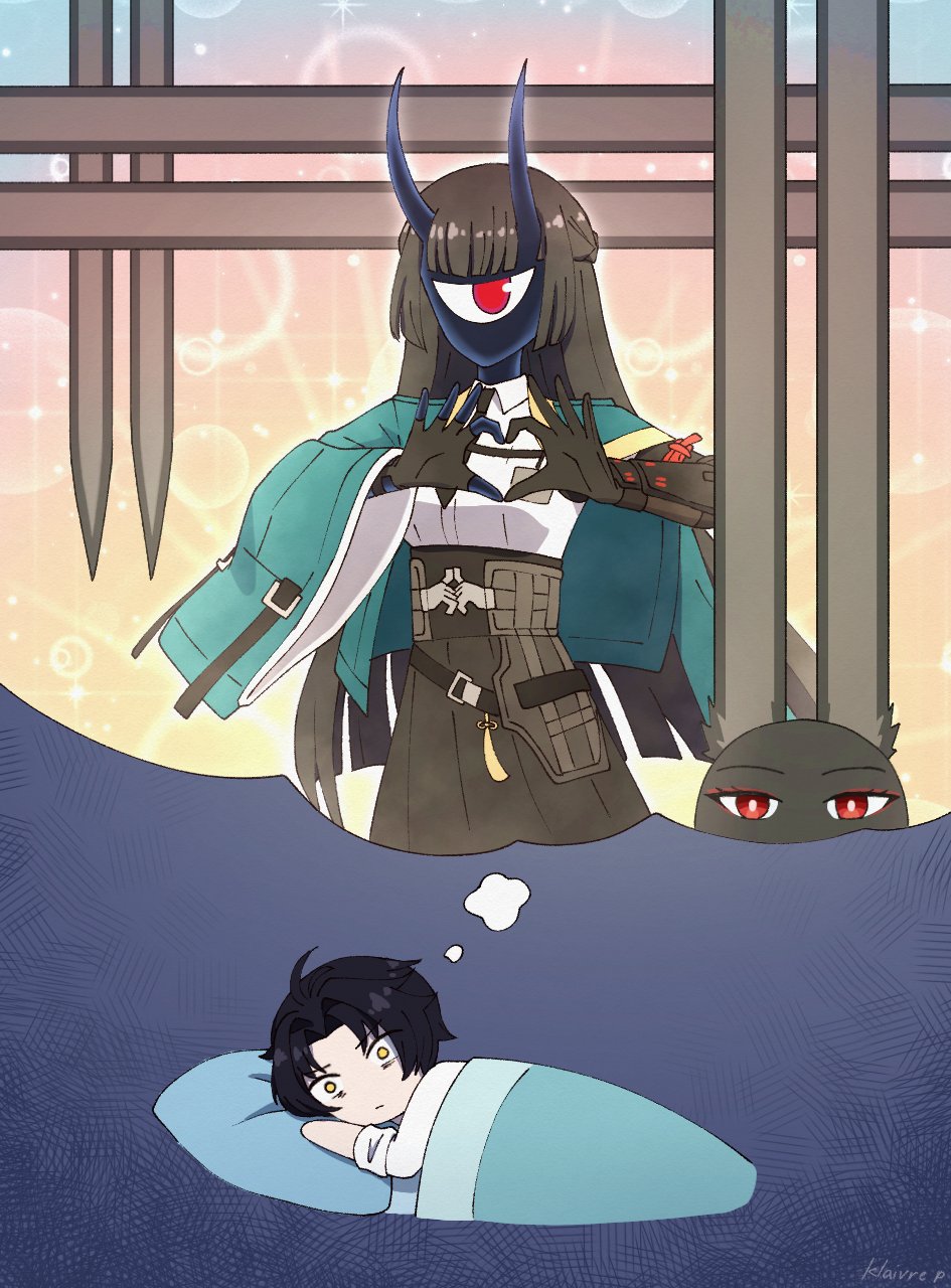 1boy, 1girl, ahoge, animal_ear_fluff, animal_ears, artist_name, black_hair, black_necktie