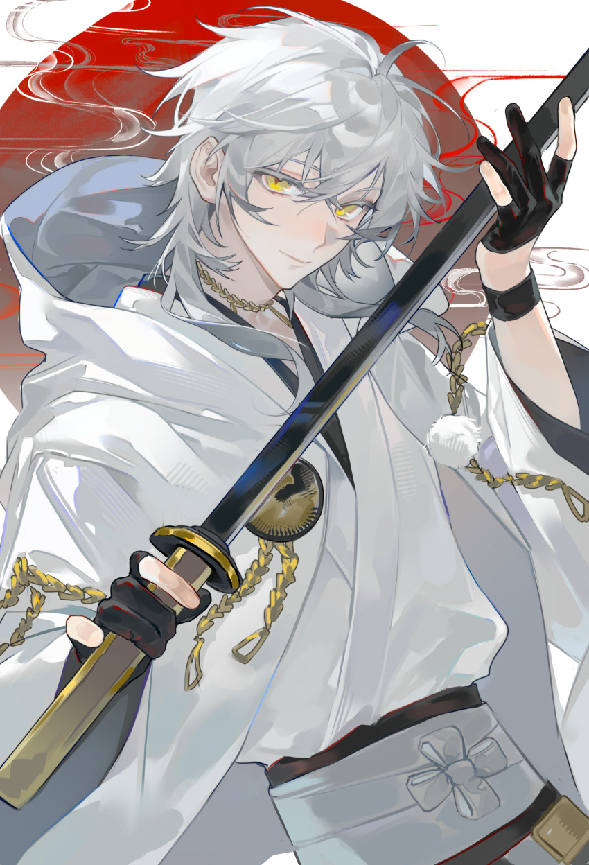 1boy, absurdres, black_gloves, chinese_commentary, chunjinran000, closed_mouth, colored_eyelashes, commentary_request