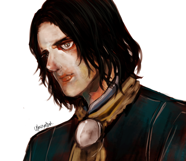 1boy, black_hair, blue_shirt, brooch, closed_mouth, commentary_request, dark_souls_(series), dark_souls_iii