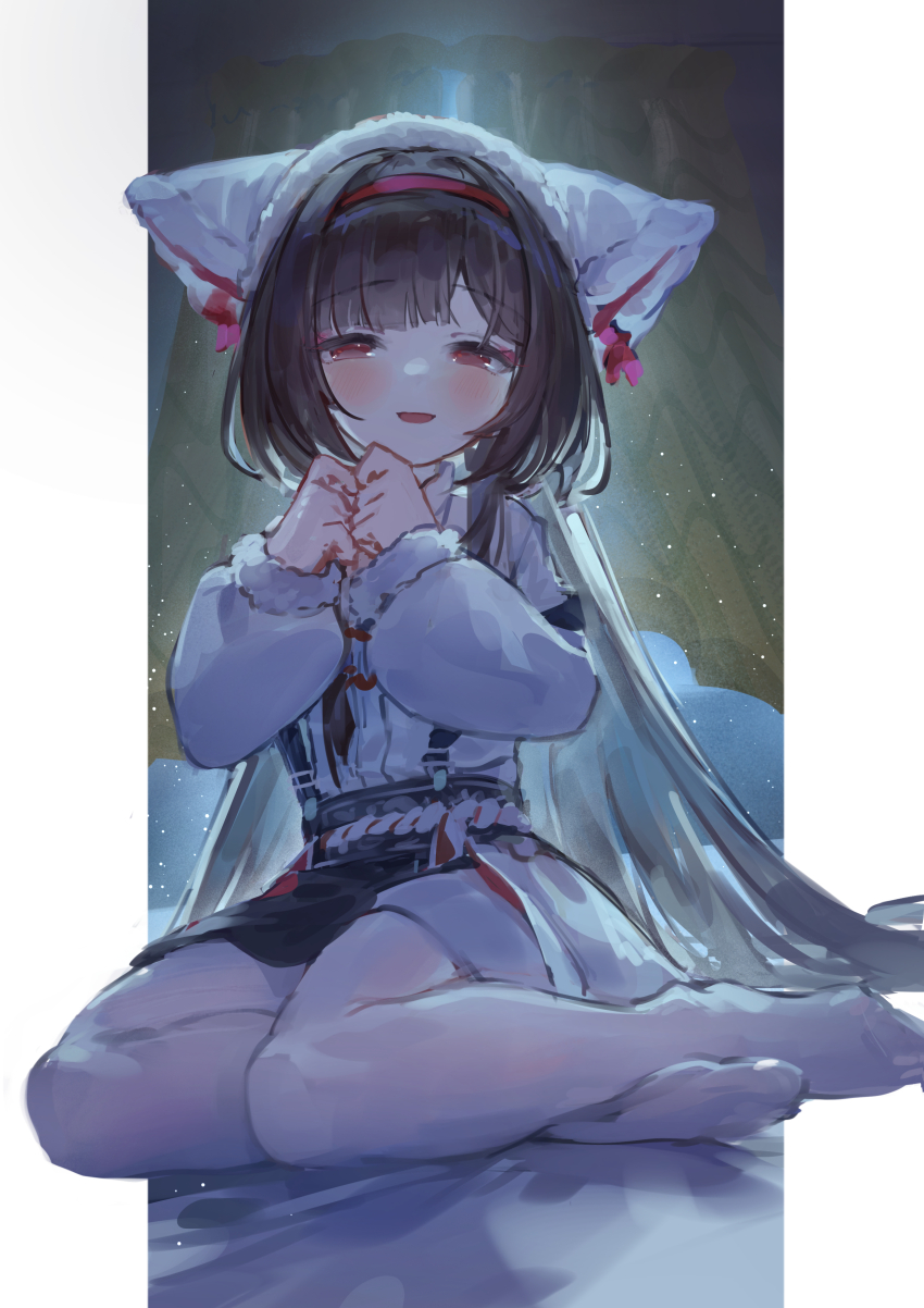 1girl, absurdres, azur_lane, black_hair, black_skirt, blush, chang_feng_(azur_lane), chang_feng_(cozy_spring_cleaning)_(azur_lane)