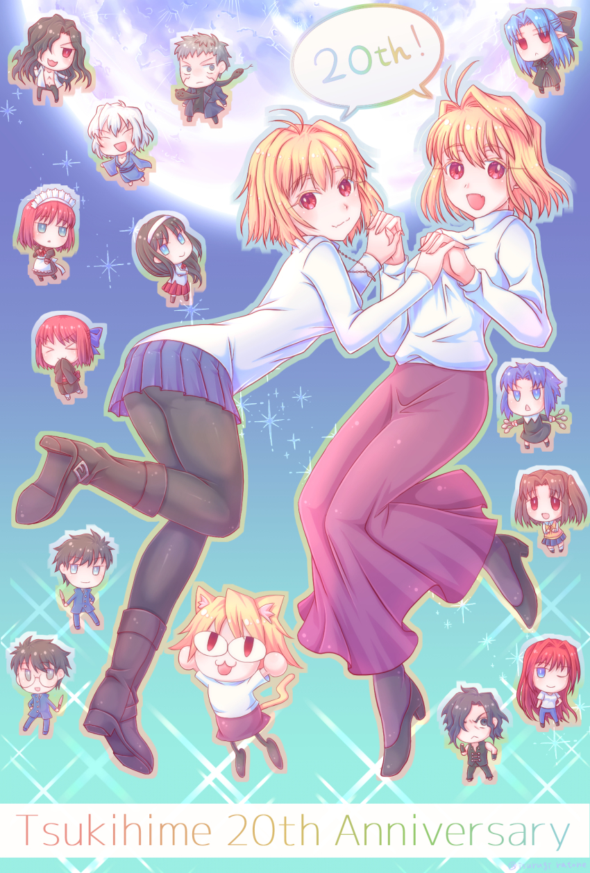 6+boys, 6+girls, :3, :d, ahoge, animal_ears, anniversary, aozaki_aoko