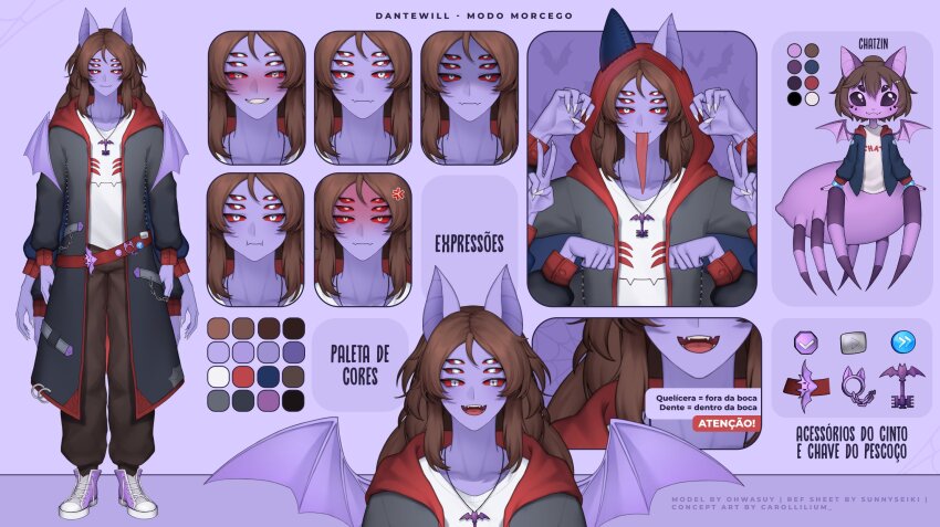 anger_vein, animal_ears, arachne, arthropod_girl, bat_ears, bat_wings, blush, brown_hair