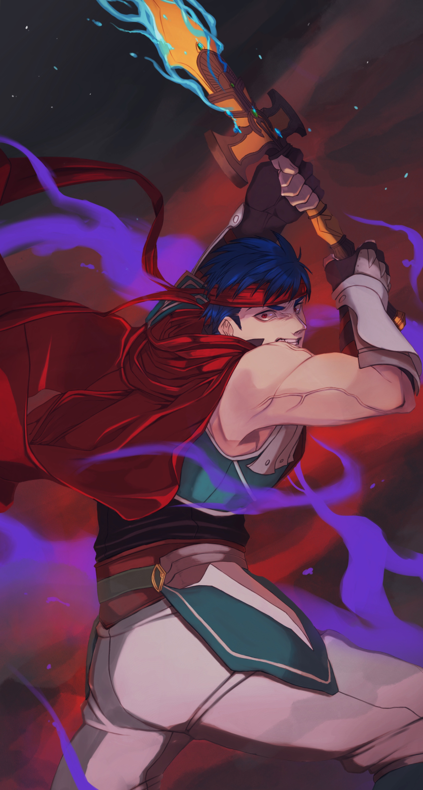 1boy, absurdres, blue_hair, cape, commentary, fire_emblem, fire_emblem:_radiant_dawn, fire_emblem_heroes