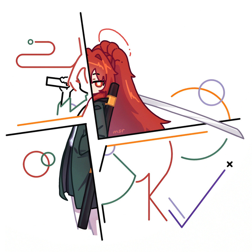 1girl, absurdres, ashiharatsumori_koito, black_coat, black_skirt, bright_pupils, coat, commentary