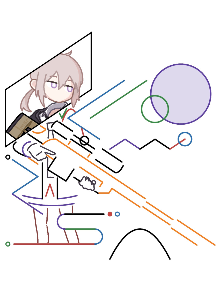 1girl, black_necktie, bolt_action, brown_jacket, cheytac_m200, collared_shirt, commentary, cowl