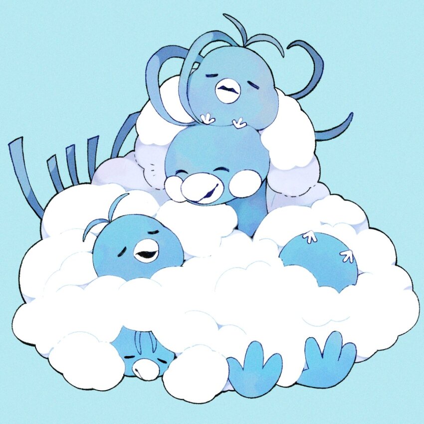 altaria, animal_focus, beak, bird, closed_eyes, closed_mouth, commentary_request, dragon