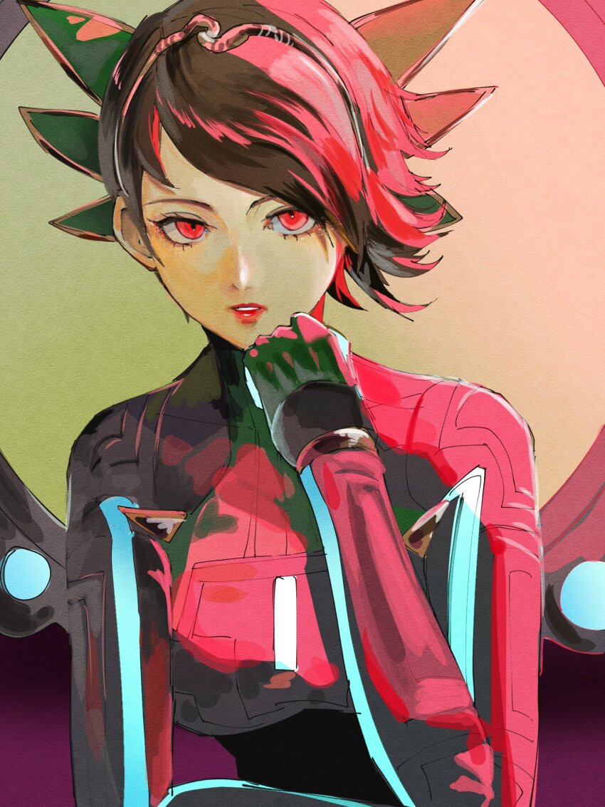 1girl, 4me3ba_niku, black_bodysuit, black_hair, bodysuit, commentary_request, eyelashes, highres