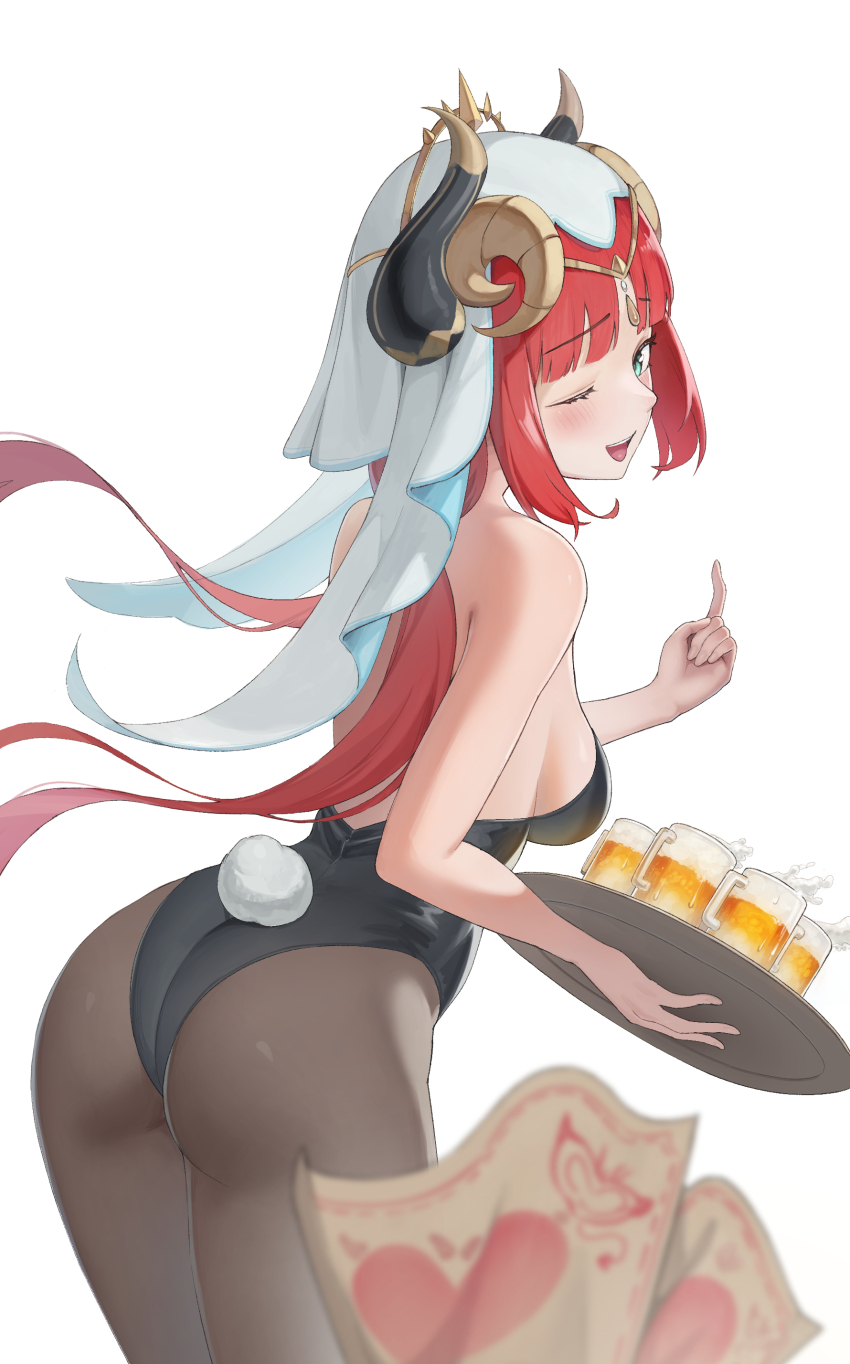 1girl, ;d, absurdres, alternate_costume, ass, backless_leotard, bare_shoulders, black_leotard