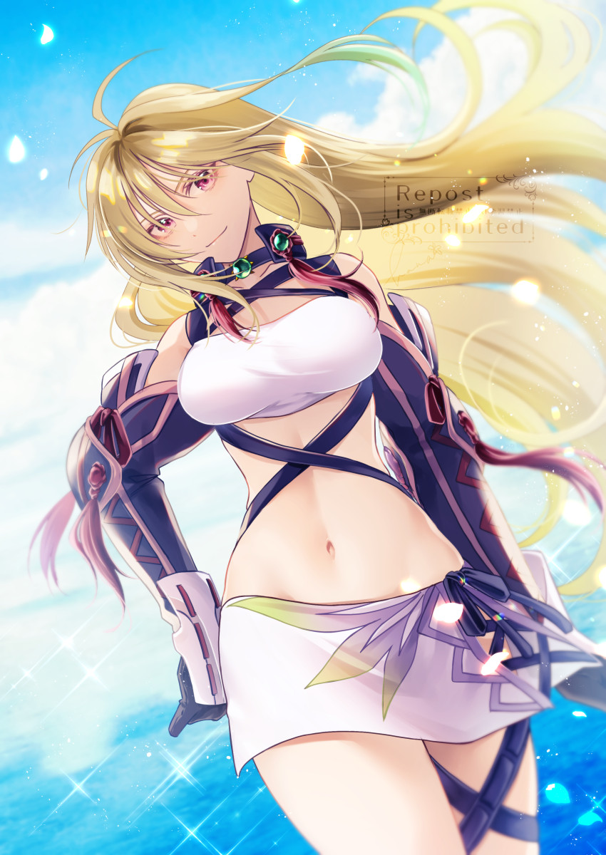 1girl, blonde_hair, breasts, hanasakuraya, highres, long_hair, milla_maxwell, namco