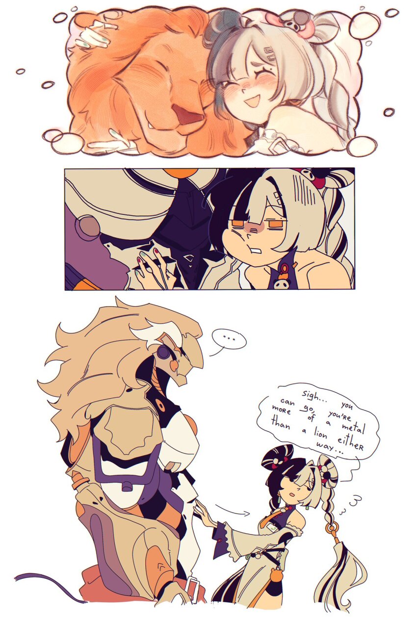 ..., 1boy, 1girl, aqua_nails, arrow_(symbol), banyue_(zenless_zone_zero), bare_shoulders, black_hair